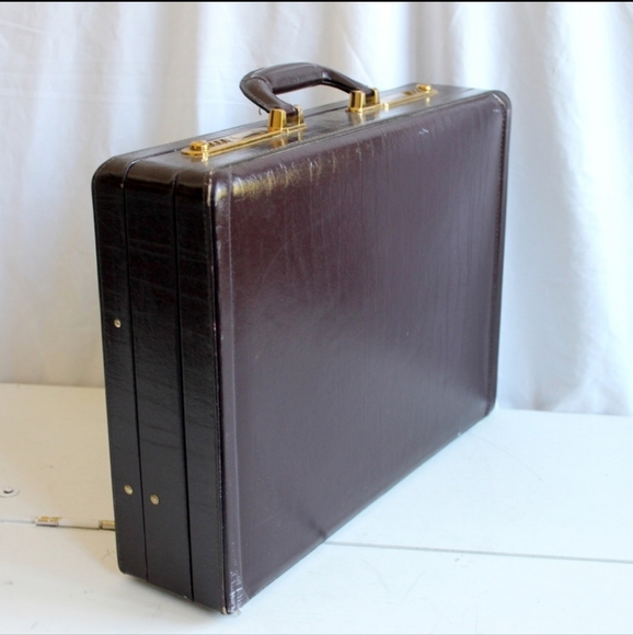 VINTAGE Genuine Leather Suitcase Buxton Brown | Excellent Condition Retro Unisex - Picture 4 of 15